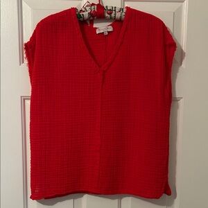 Michael Stars Vibrant Red V-Neck Blouse